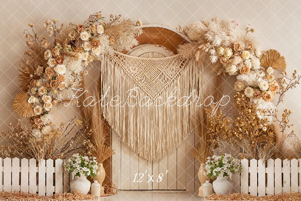 Kate Boho Arch Macrame Doorway Fleece Backdrop Designed by Emetselch - Image 4