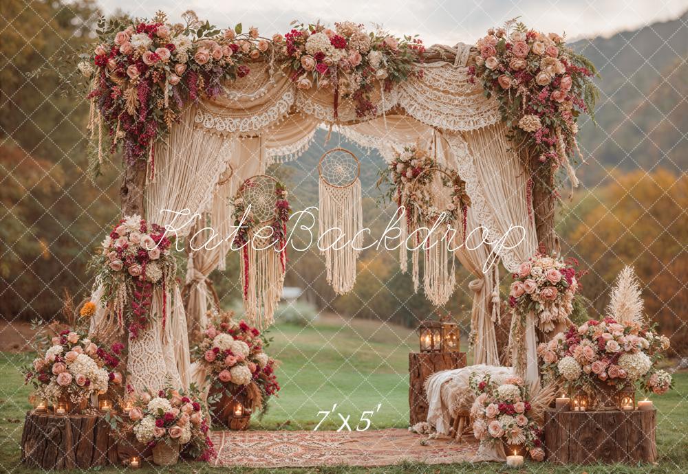 Kate Boho Arch Macrame Dreamcatcher Backdrop Designed by Emetselch