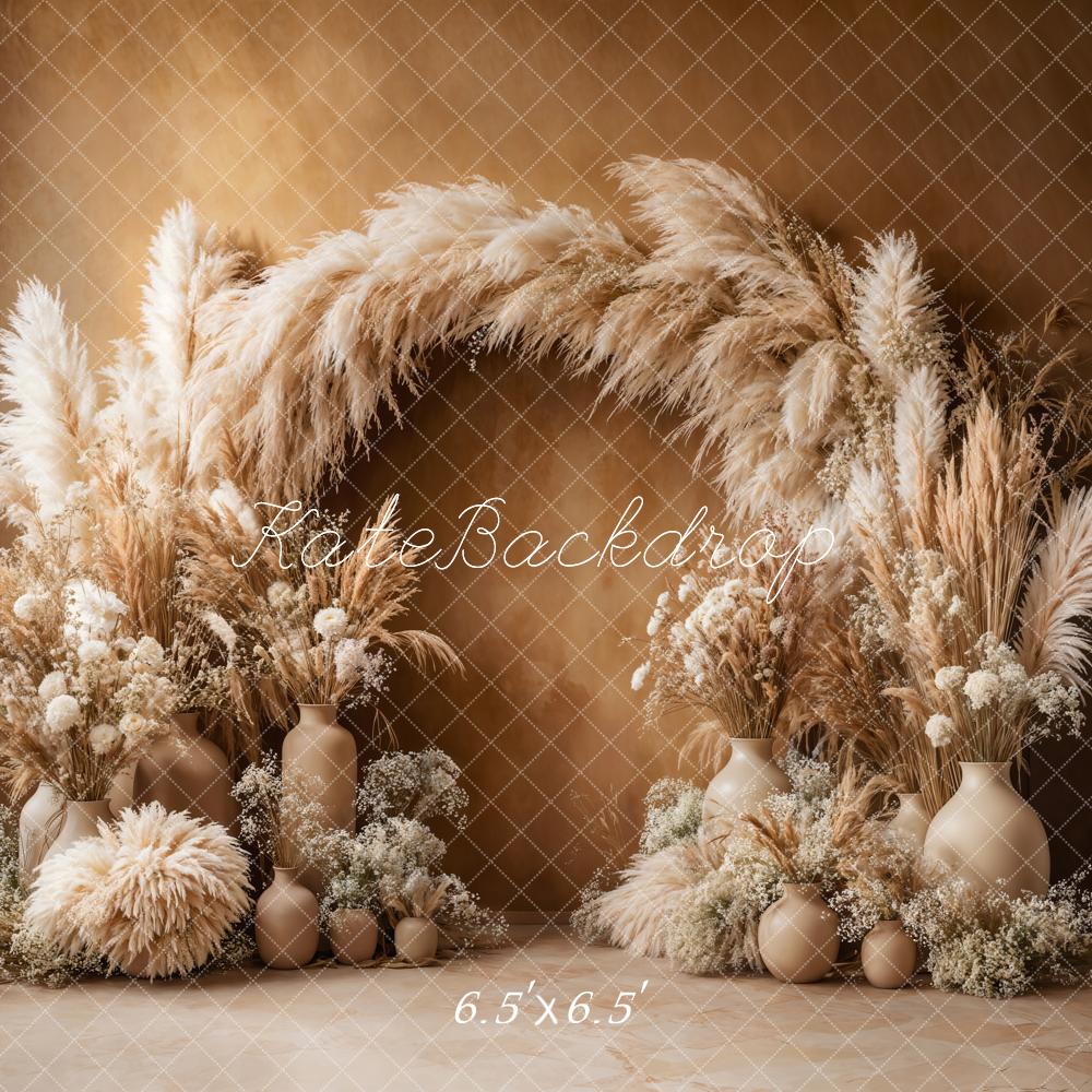 Kate Boho Arch Pampas Grass Brown Backdrop Designed by Emetselch - Image 2