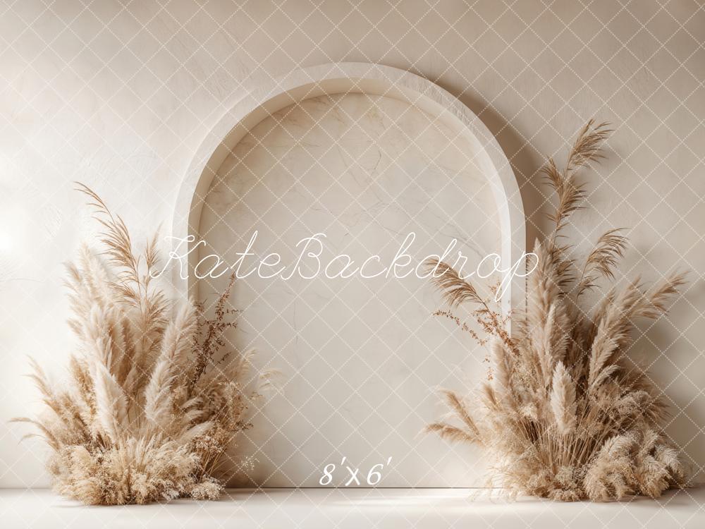 Kate Boho Arch Pampas Grass Fleece Backdrop Designed by Emetselch - Image 3