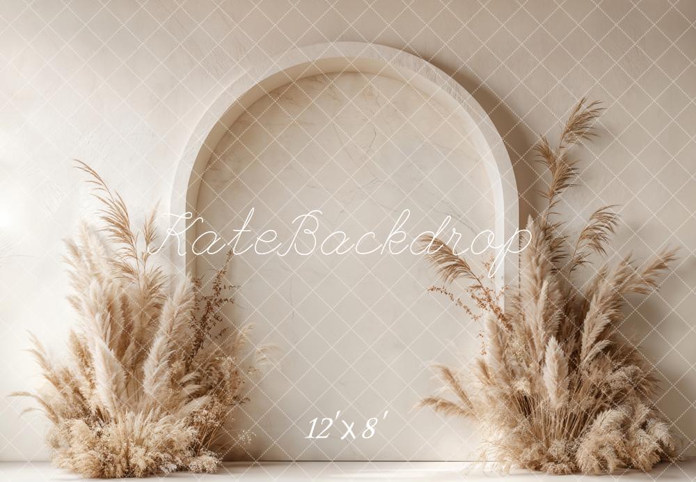 Kate Boho Arch Pampas Grass Fleece Backdrop Designed by Emetselch - Image 4