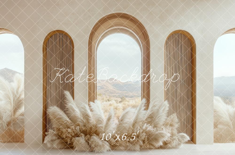 Kate Boho Arch Window Pampas Backdrop Designed by Mini MakeBelieve