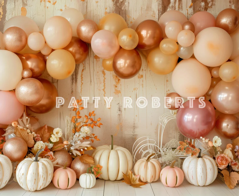 Kate Boho Autumn Balloon Arch Pumpkins Backdrop Designed by Patty Robert - Image 5