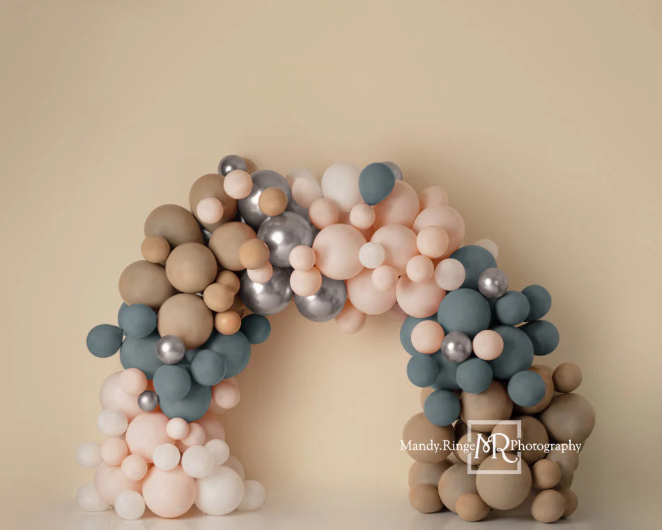 Kate Boho Balloon Arch Fleece Backdrop Matte Blue Pink Designed by Mandy Ringe Photography - Image 2