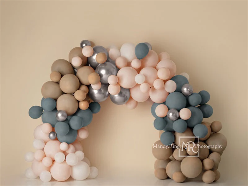 Kate Boho Balloon Arch Fleece Backdrop Matte Blue Pink Designed by Mandy Ringe Photography - Image 3