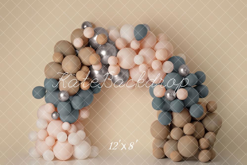 Kate Boho Balloon Arch Fleece Backdrop Matte Blue Pink Designed by Mandy Ringe Photography - Image 4