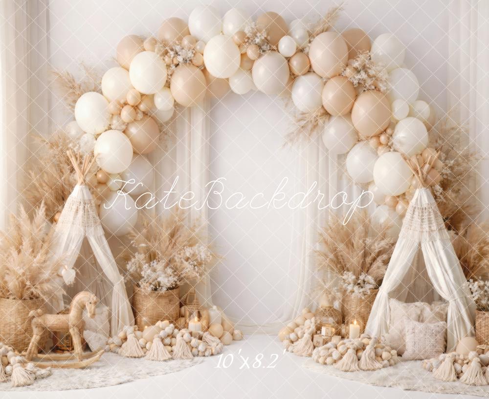 Kate Boho Balloon Arch Cake Samsh Backdrop Designed by Vertigo Productions - Image 6