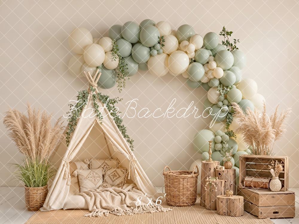 Kate Boho Balloon Arch Teepee Neutral Backdrop Designed by Emetselch - Image 3