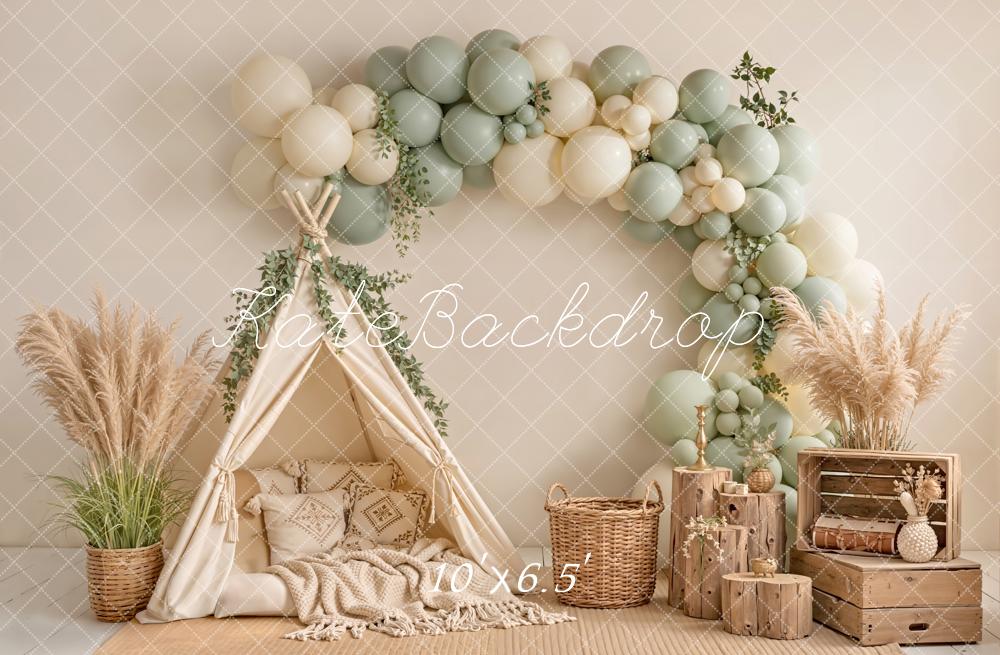 Kate Boho Balloon Arch Teepee Neutral Backdrop Designed by Emetselch - Image 4