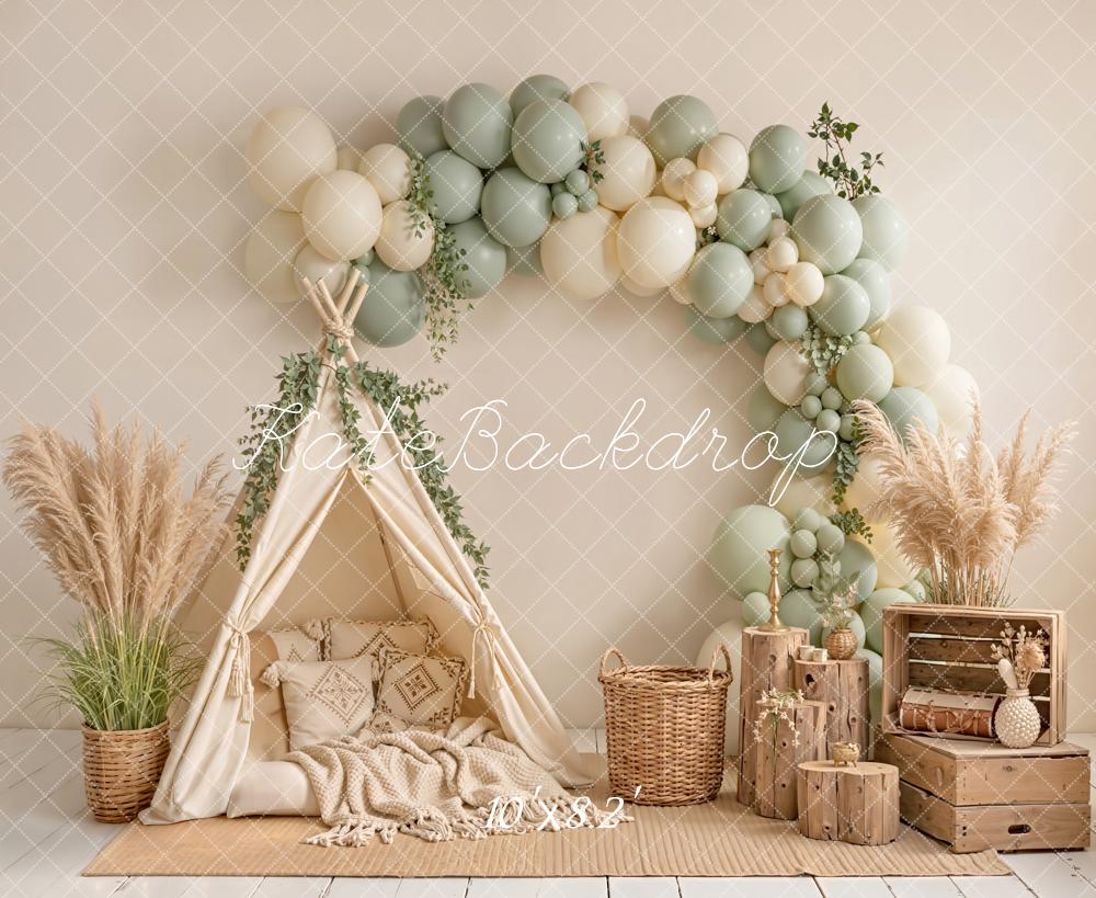 Kate Boho Balloon Arch Teepee Neutral Backdrop Designed by Emetselch - Image 6