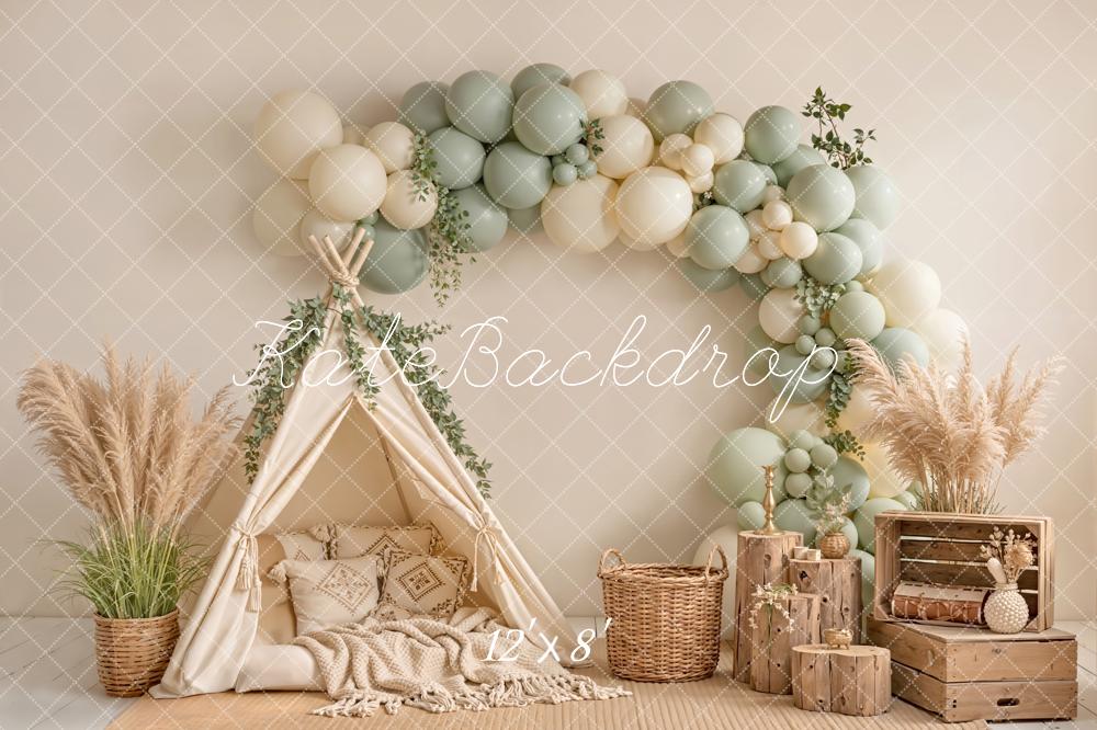 Kate Boho Balloon Arch Teepee Neutral Backdrop Designed by Emetselch - Image 8
