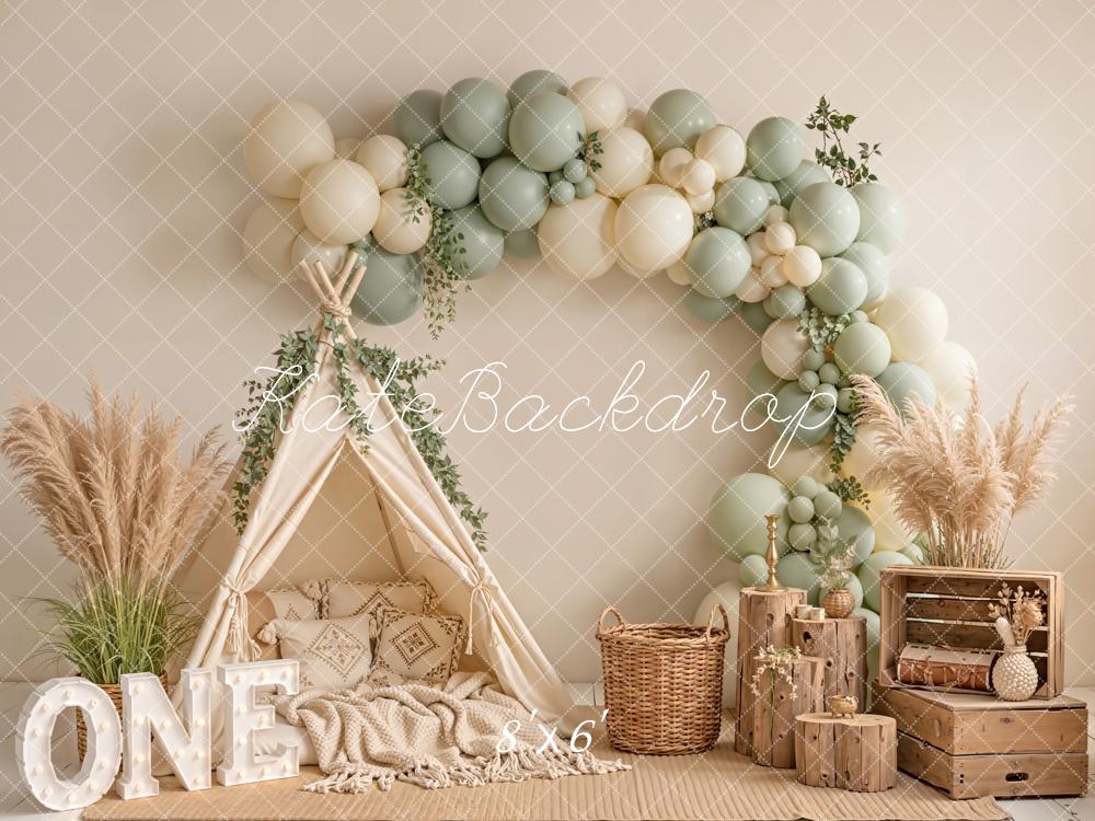 Kate Boho Balloon Arch Teepee Pampas Backdrop Designed by Emetselch - Image 3