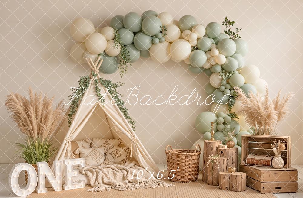 Kate Boho Balloon Arch Teepee Pampas Backdrop Designed by Emetselch - Image 4