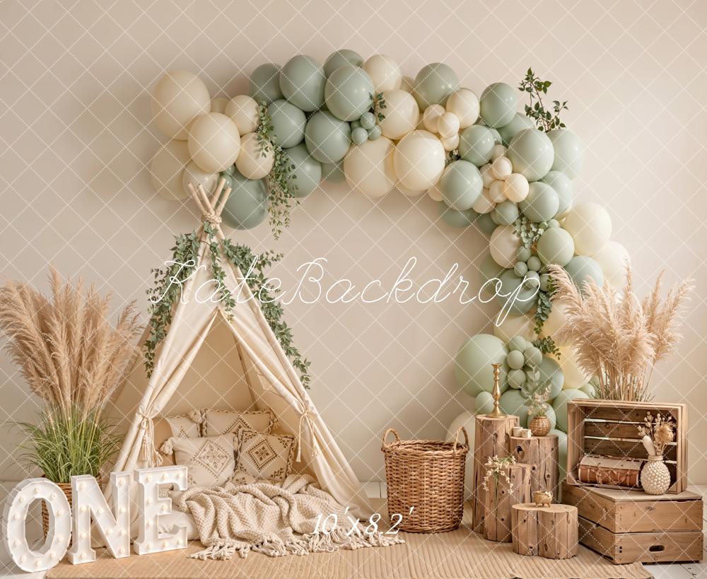 Kate Boho Balloon Arch Teepee Pampas Backdrop Designed by Emetselch - Image 6