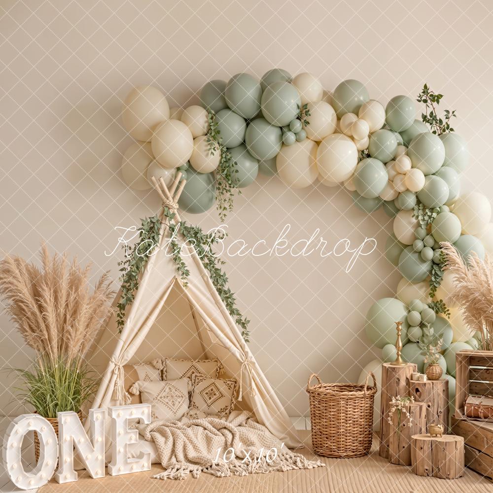Kate Boho Balloon Arch Teepee Pampas Backdrop Designed by Emetselch - Image 7
