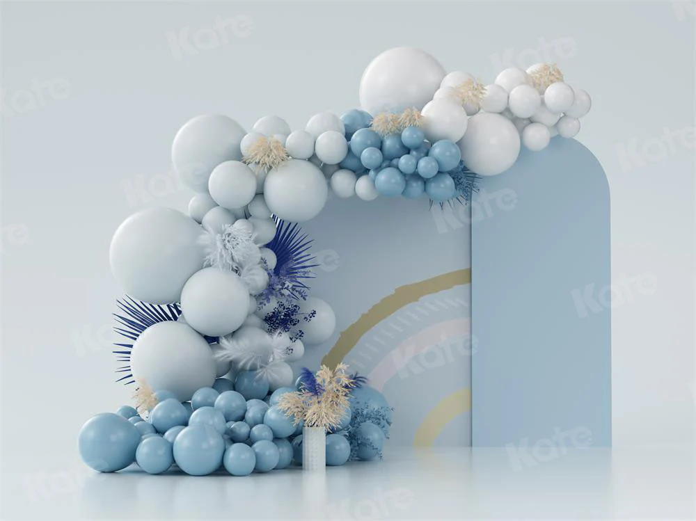 Kate Boho Balloons Fleece Backdrop Blue Cake Smash Designed by Uta Mueller Photography - Image 10