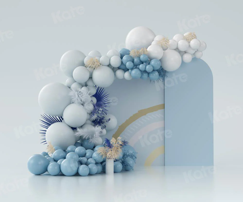 Kate Boho Balloons Fleece Backdrop Blue Cake Smash Designed by Uta Mueller Photography - Image 11