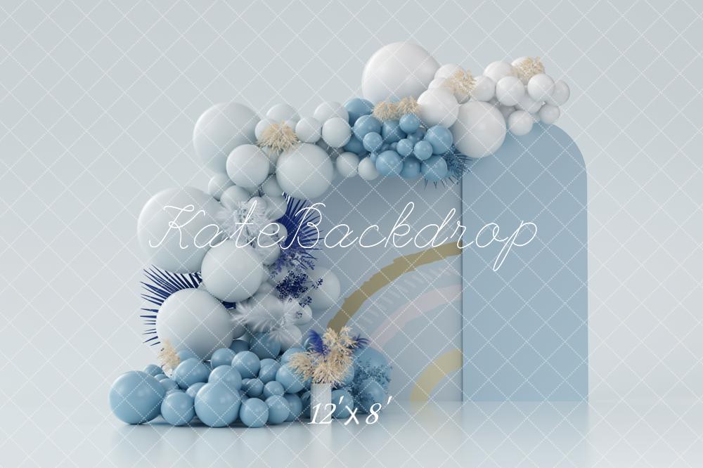 Kate Boho Balloons Fleece Backdrop Blue Cake Smash Designed by Uta Mueller Photography - Image 12