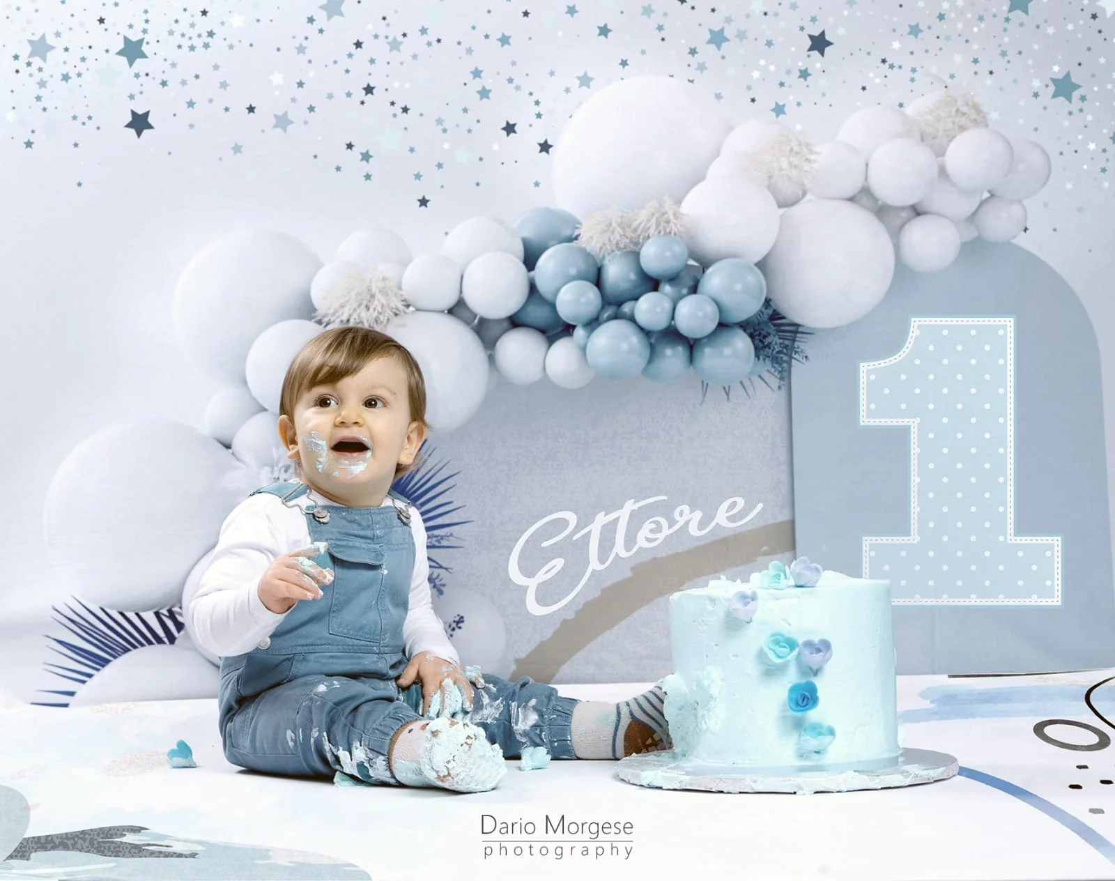Kate Boho Balloons Fleece Backdrop Blue Cake Smash Designed by Uta Mueller Photography - Image 7