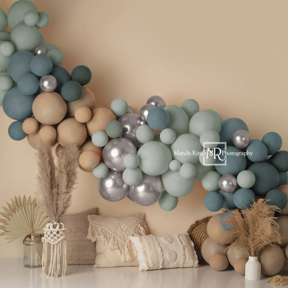 Kate Boho Balloons Blue Macrame Backdrop Designed by Mandy Ringe Photography - Image 2