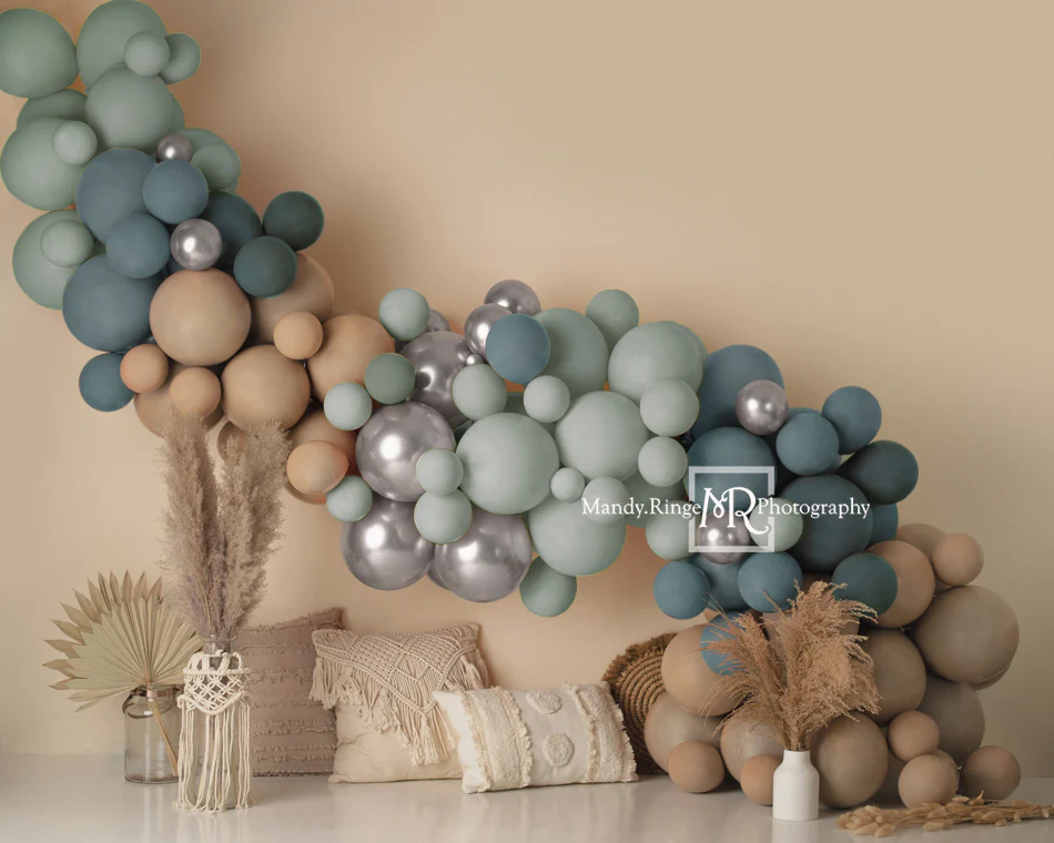 Kate Boho Balloons Blue Macrame Backdrop Designed by Mandy Ringe Photography - Image 3