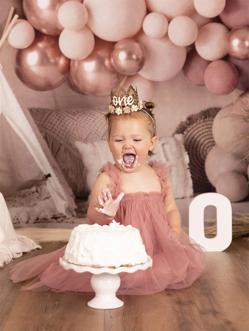 Kate Boho Balloons Tent Spring Fleece Backdrop Designed by Mandy Ringe Photography - Image 10