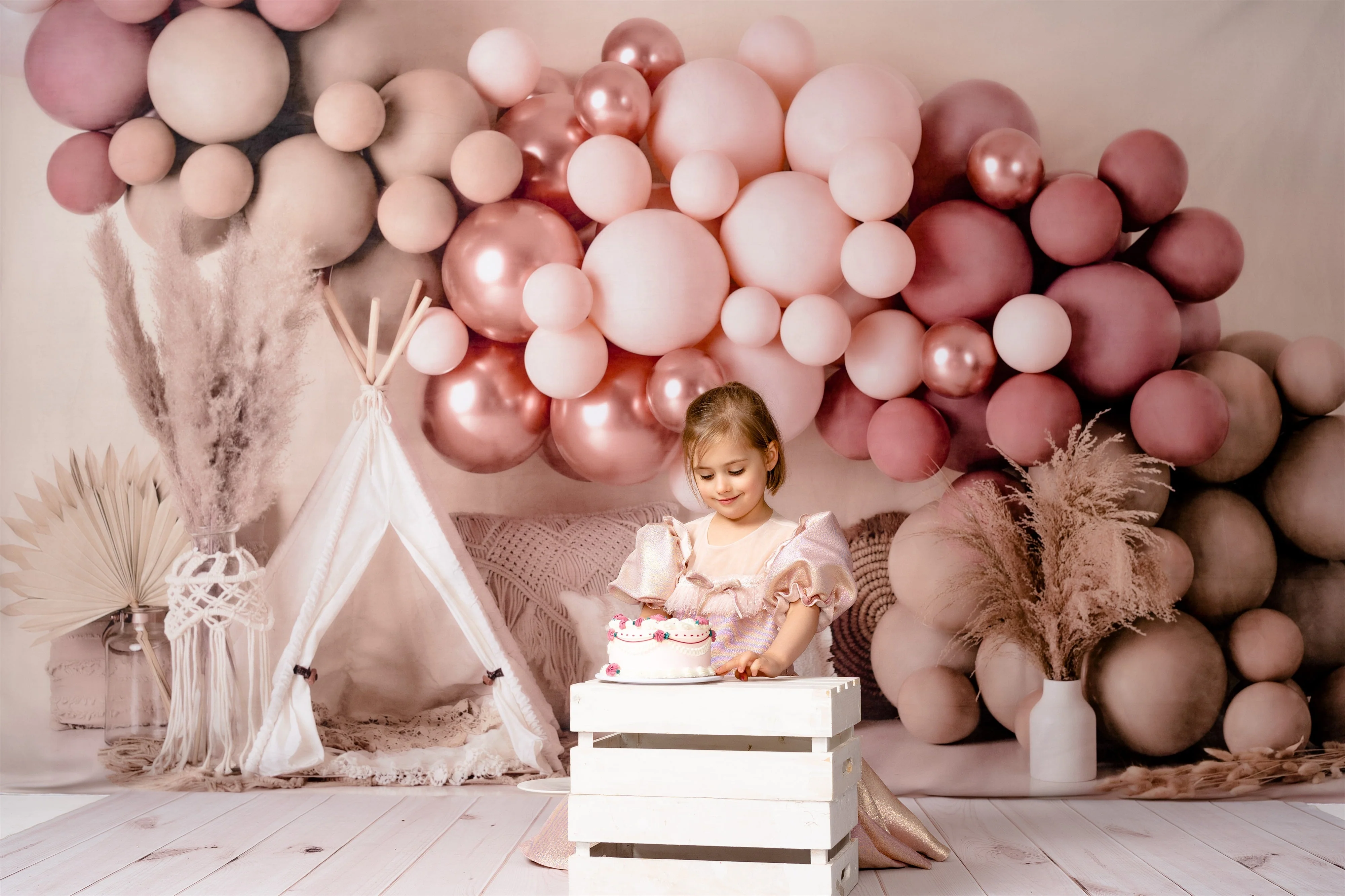 Kate Boho Balloons Tent Spring Fleece Backdrop Designed by Mandy Ringe Photography - Image 4