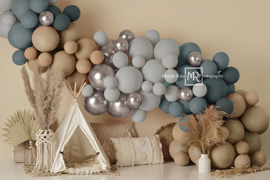 Kate Boho Balloons Tent Matte Backdrop Designed by Mandy Ringe Photography - Image 2