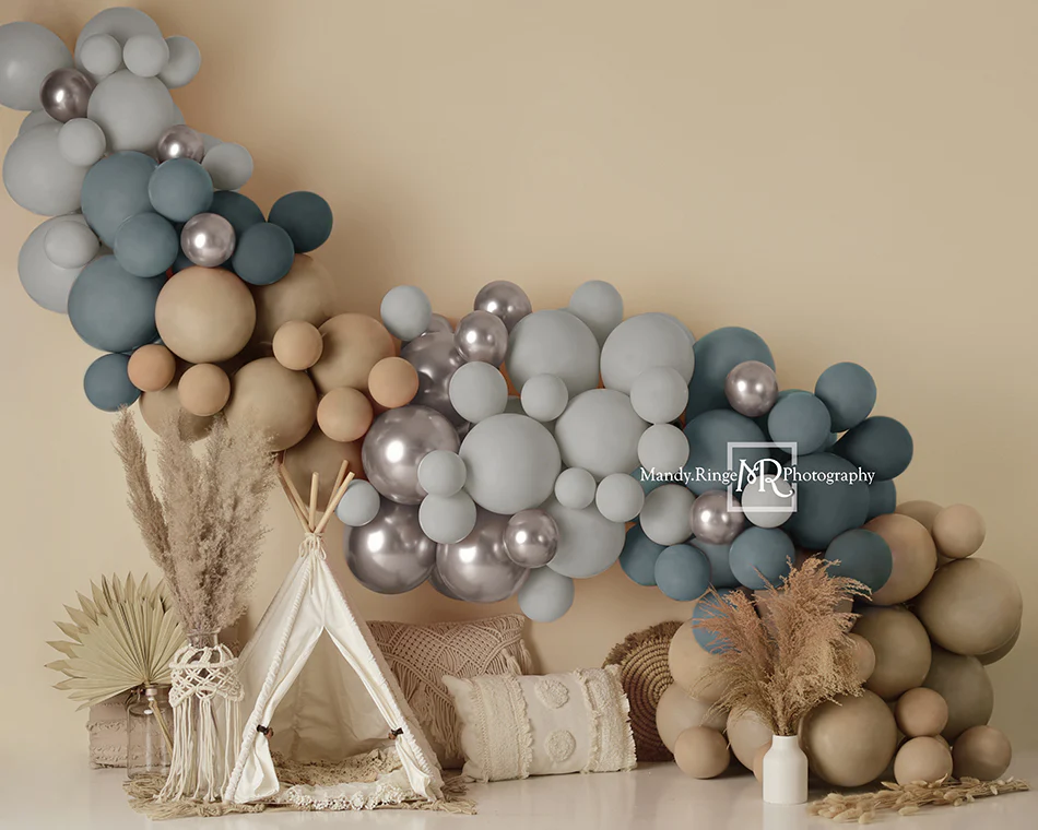 Kate Boho Balloons Tent Matte Backdrop Designed by Mandy Ringe Photography - Image 7