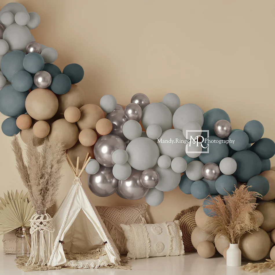 Kate Boho Balloons Tent Matte Backdrop Designed by Mandy Ringe Photography - Image 8