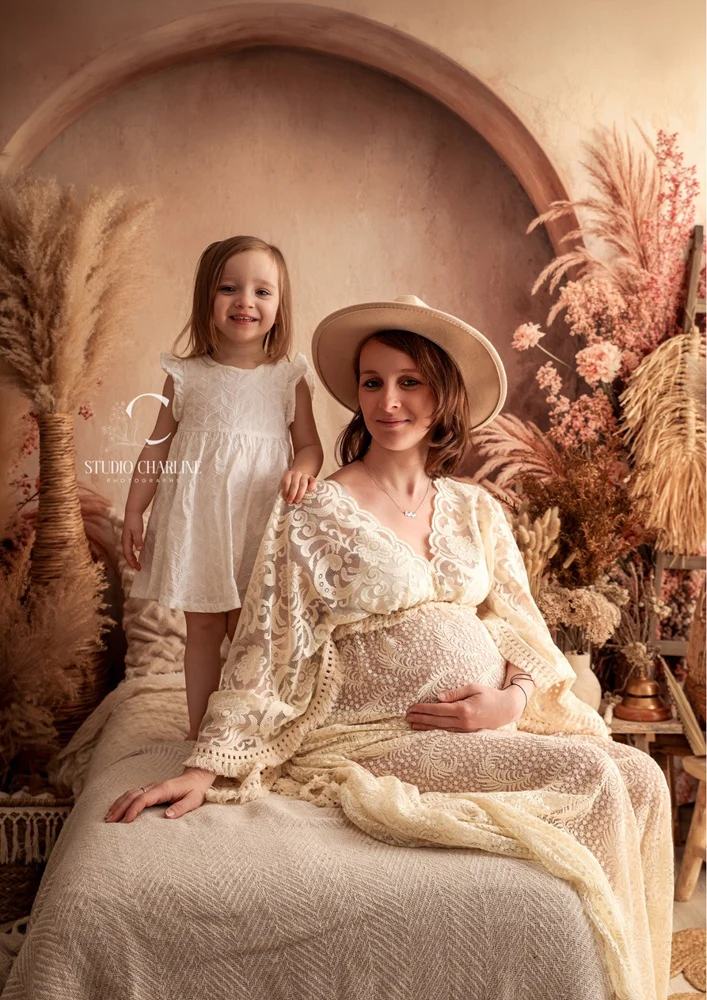 Kate Boho Beige Pampes Foral Arch Backdrop Designed by Emetselch - Image 3
