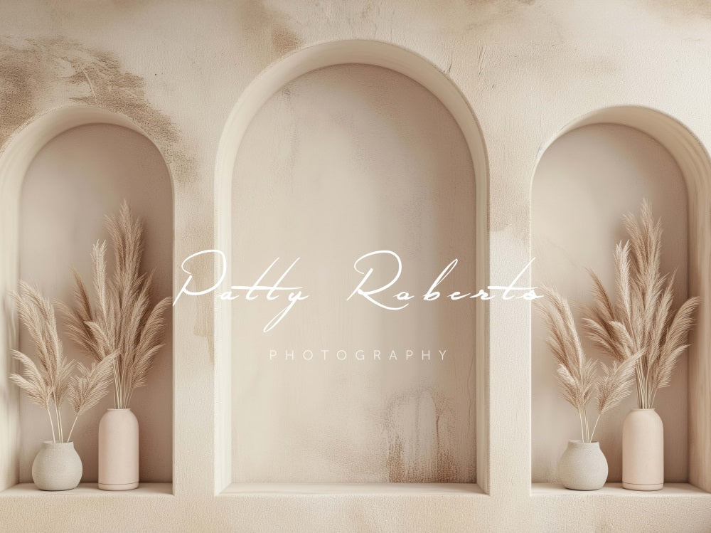 Kate Boho Beige Reed Arched Wall Backdrop Designed by Patty Robert - Image 10