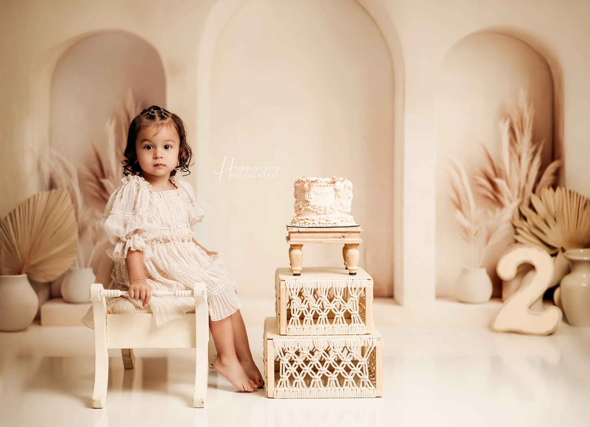 Kate Boho Beige Reed Arched Wall Backdrop Designed by Patty Robert - Image 3