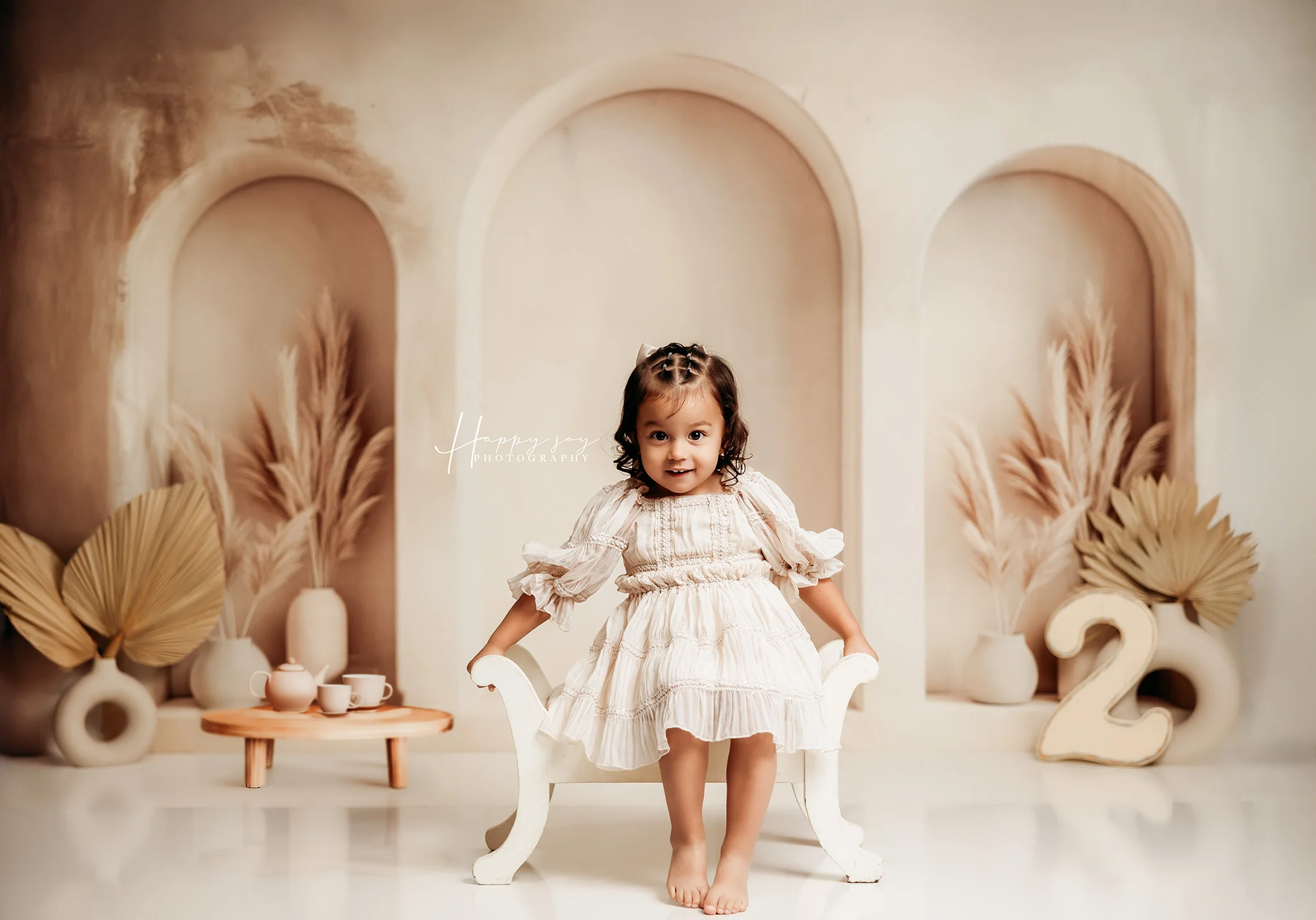 Kate Boho Beige Reed Arched Wall Backdrop Designed by Patty Robert - Image 5