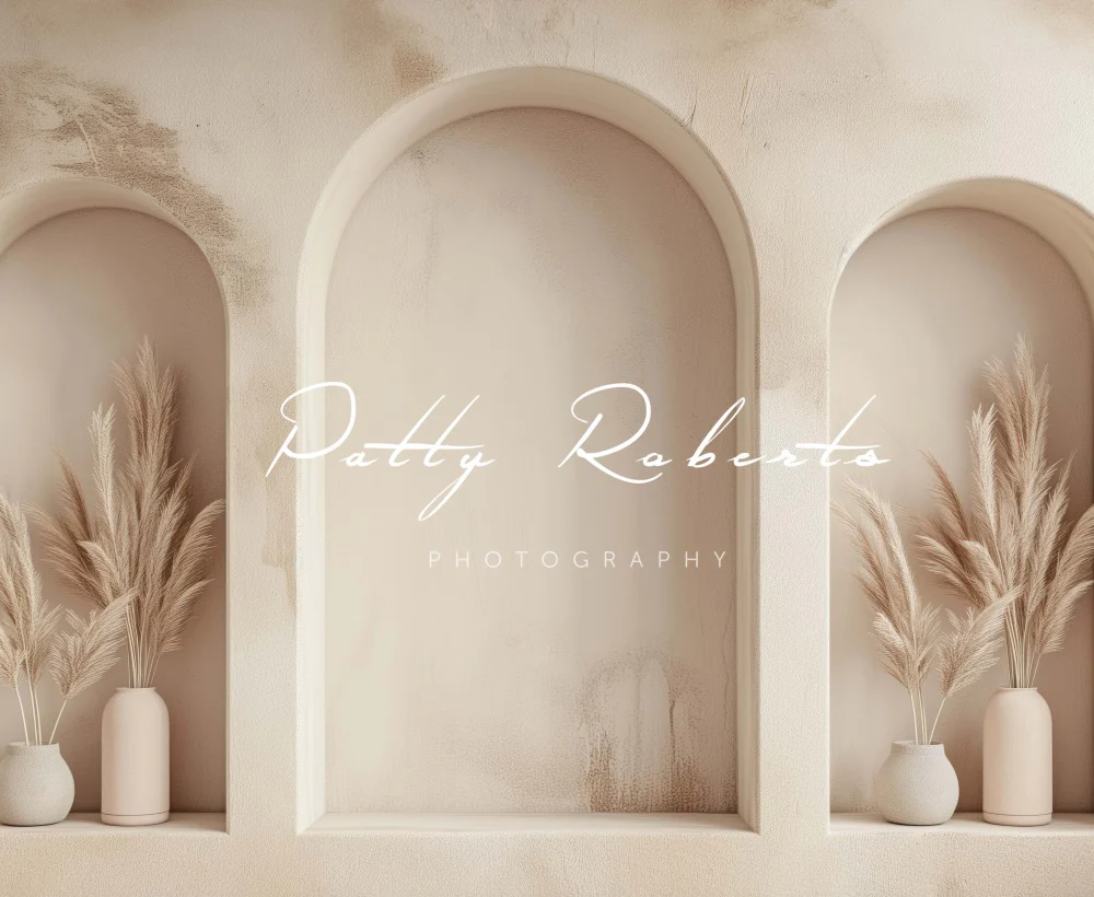 Kate Boho Beige Reed Arched Wall Backdrop Designed by Patty Robert - Image 9