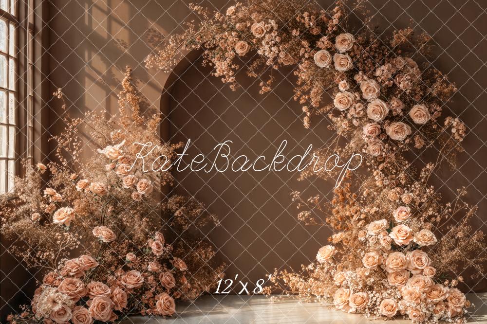 Kate Boho Beige Roses Arch Backdrop Designed by Emstselch - Image 8