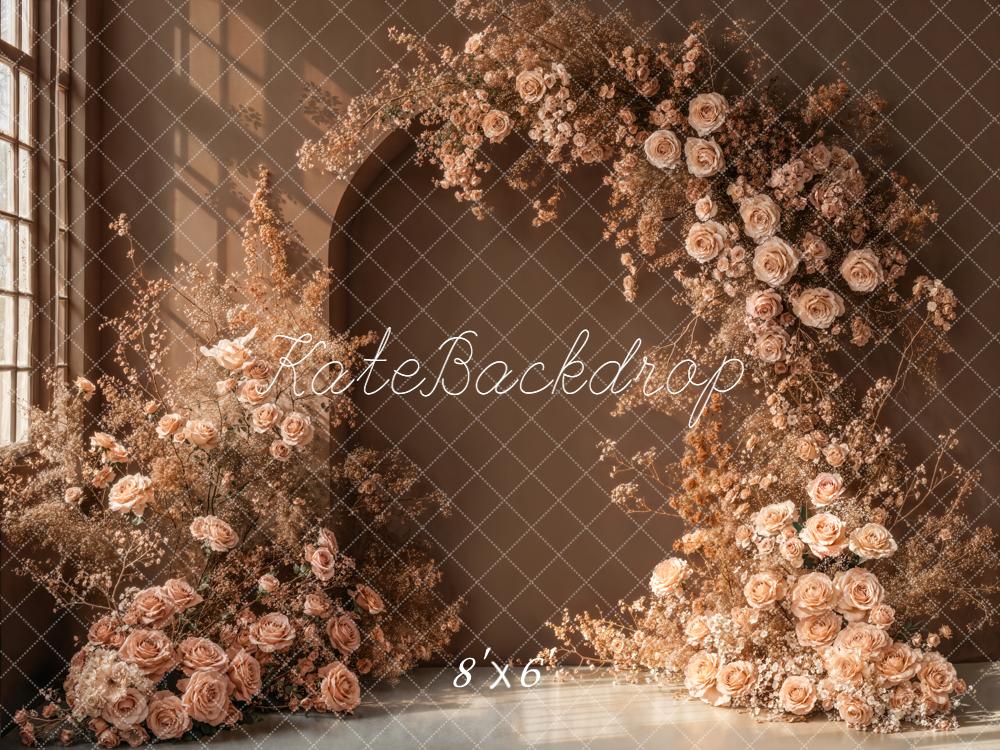 Kate Boho Beige Roses Arch Fleece Backdrop Designed by Emstselch