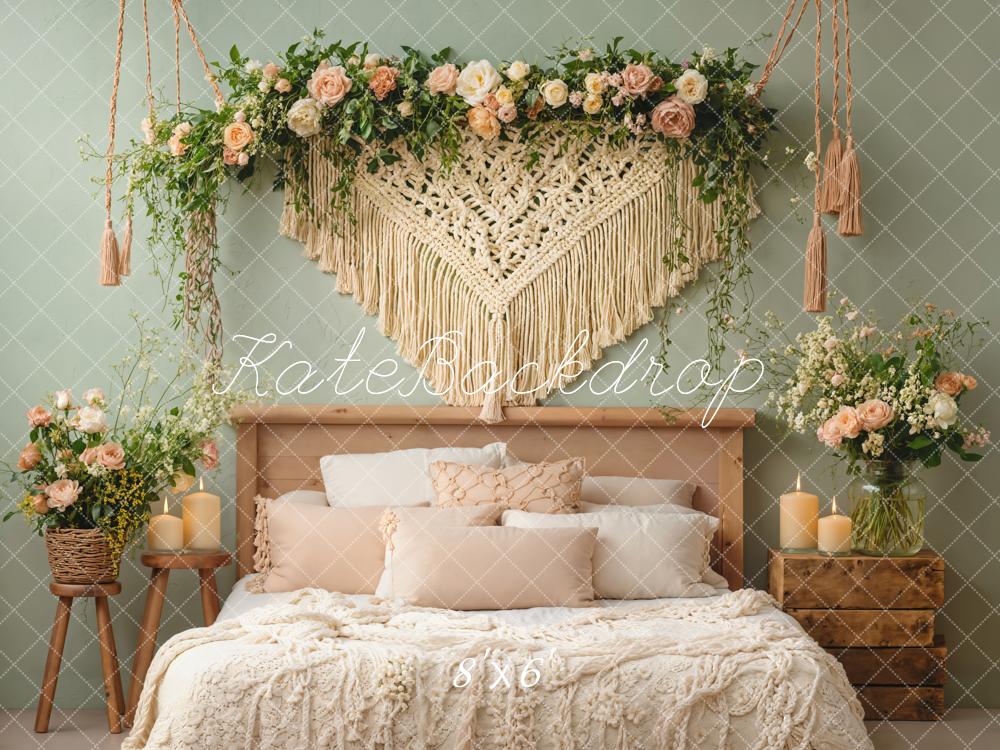 Kate Boho Boudoir Floral Macrame Candles Backdrop Designed by Emetselch - Image 3