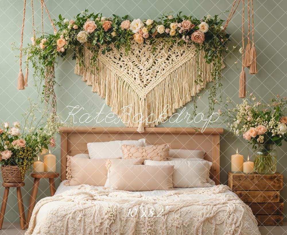 Kate Boho Boudoir Floral Macrame Candles Backdrop Designed by Emetselch - Image 5