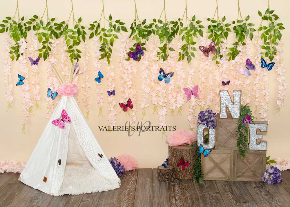 Kate Boho Butterfly Garden 1st Birthday Backdrop Designed by Valerie Miranda - Image 2