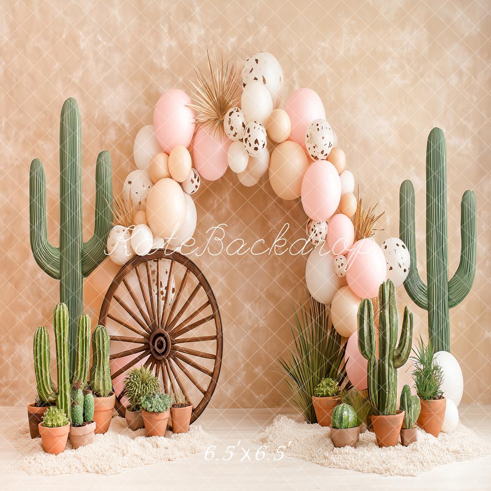 Kate Boho Cactus Wagon Wheel Balloon Arch Backdrop Designed by Angela Marie Photography - Image 2