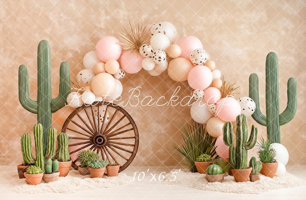 Kate Boho Cactus Wagon Wheel Balloon Arch Backdrop Designed by Angela Marie Photography - Image 4