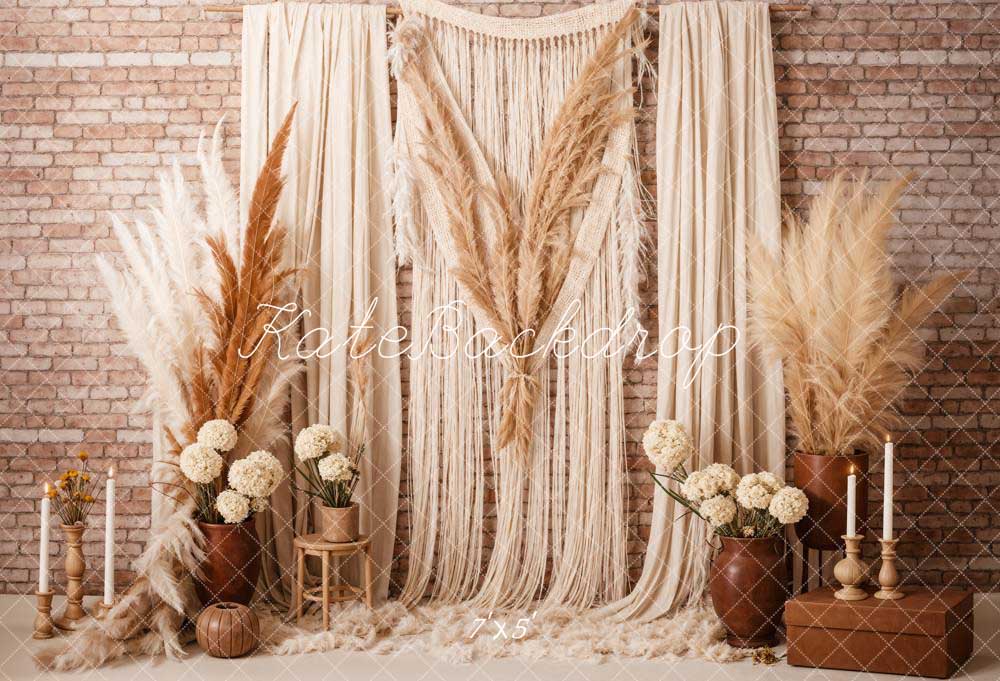 Kate Boho Candle Reed Curtains Brick Backdrop Designed by Chain Photography - Image 2
