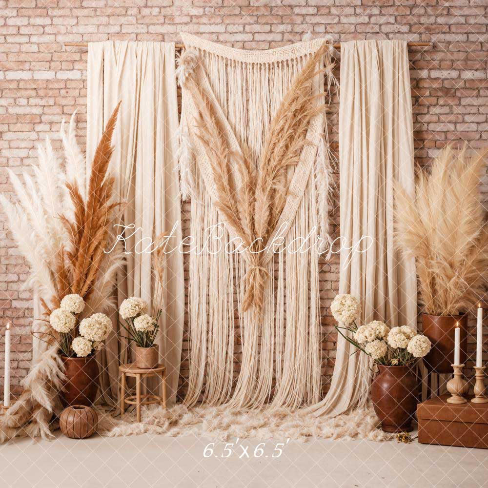 Kate Boho Candle Reed Curtains Brick Backdrop Designed by Chain Photography - Image 5