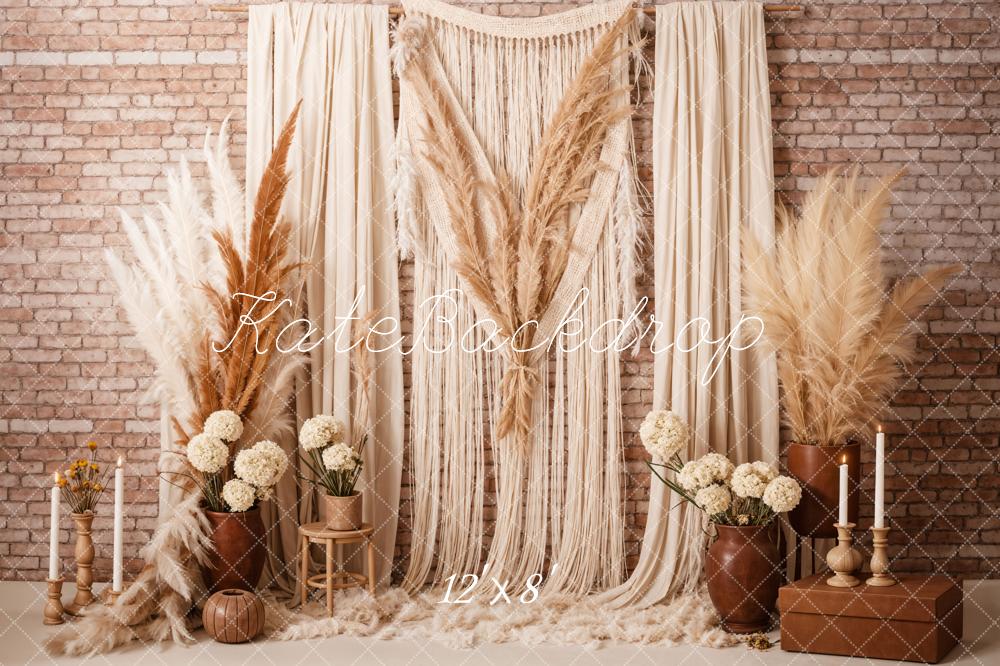 Kate Boho Candle Reed Curtains Fleece Backdrop Designed by Chain Photography - Image 9