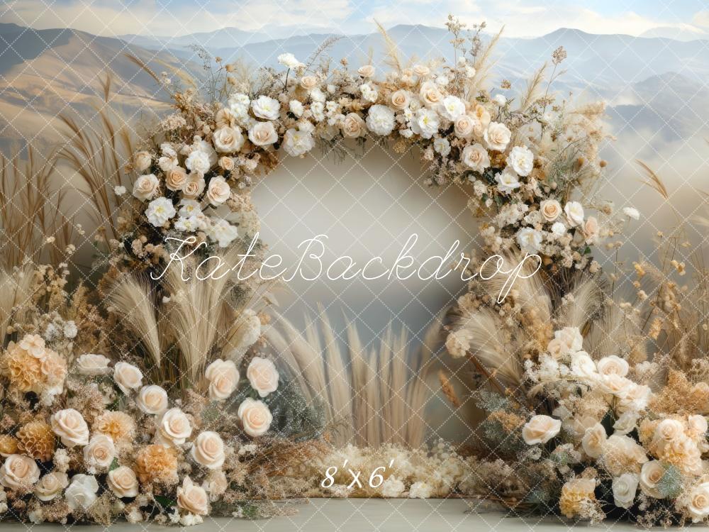 Kate Boho Floral Arch Beige Backdrop Designed by Mini MakeBelieve - Image 3