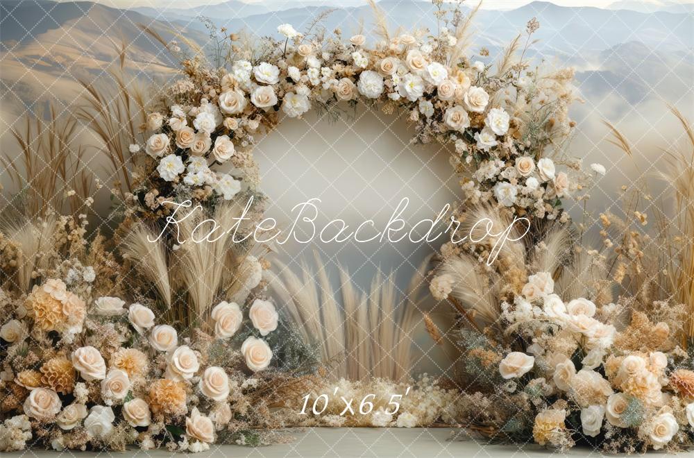 Kate Boho Floral Arch Beige Backdrop Designed by Mini MakeBelieve - Image 4
