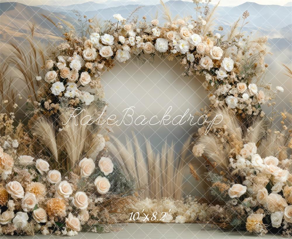 Kate Boho Floral Arch Beige Backdrop Designed by Mini MakeBelieve - Image 5