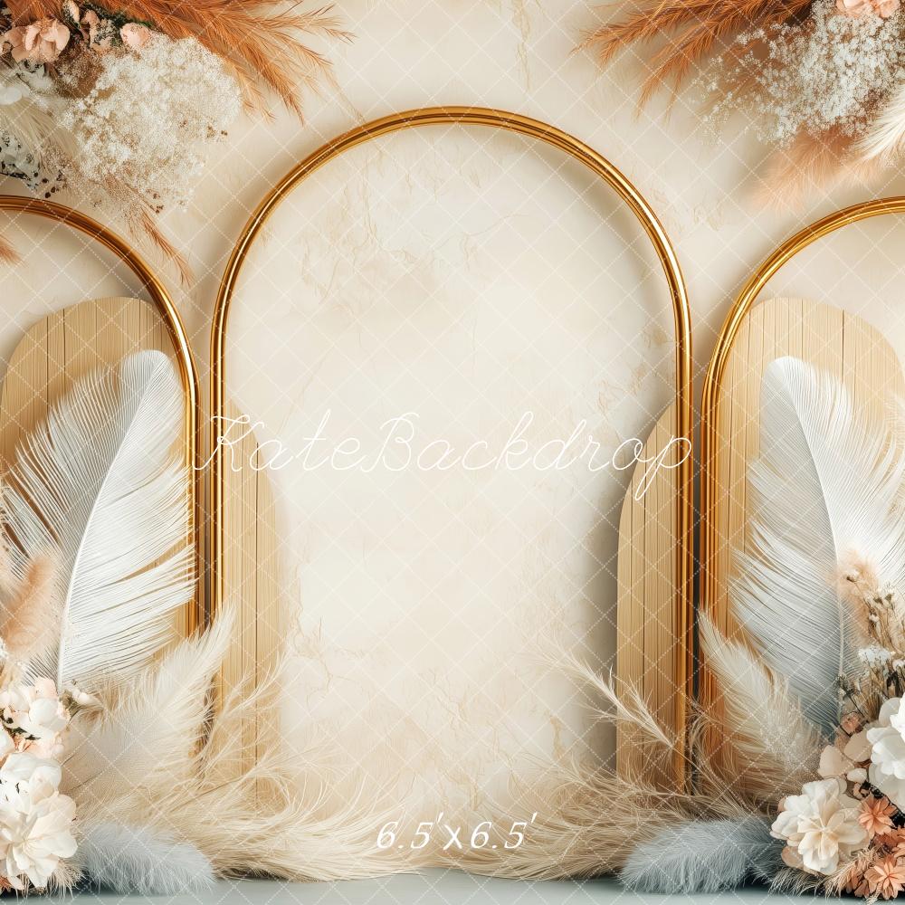 Kate Boho Floral Arch Feather Backdrop Designed by Patty Robert - Image 2