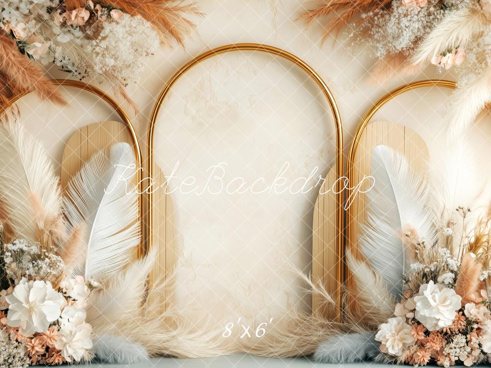 Kate Boho Floral Arch Feather Backdrop Designed by Patty Robert - Image 3